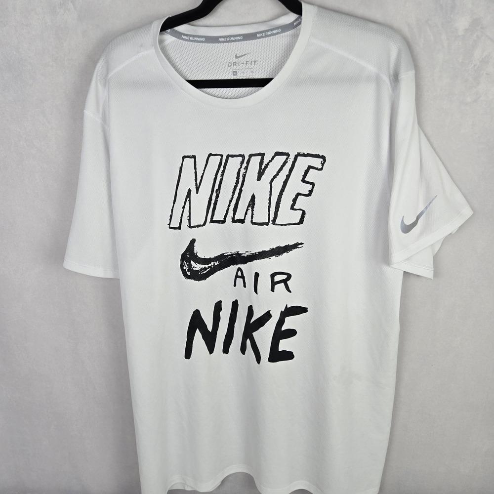 Nike Running Dri-FIT Shirt Mens XL White Nike Air Graphic Tee Train Athletic